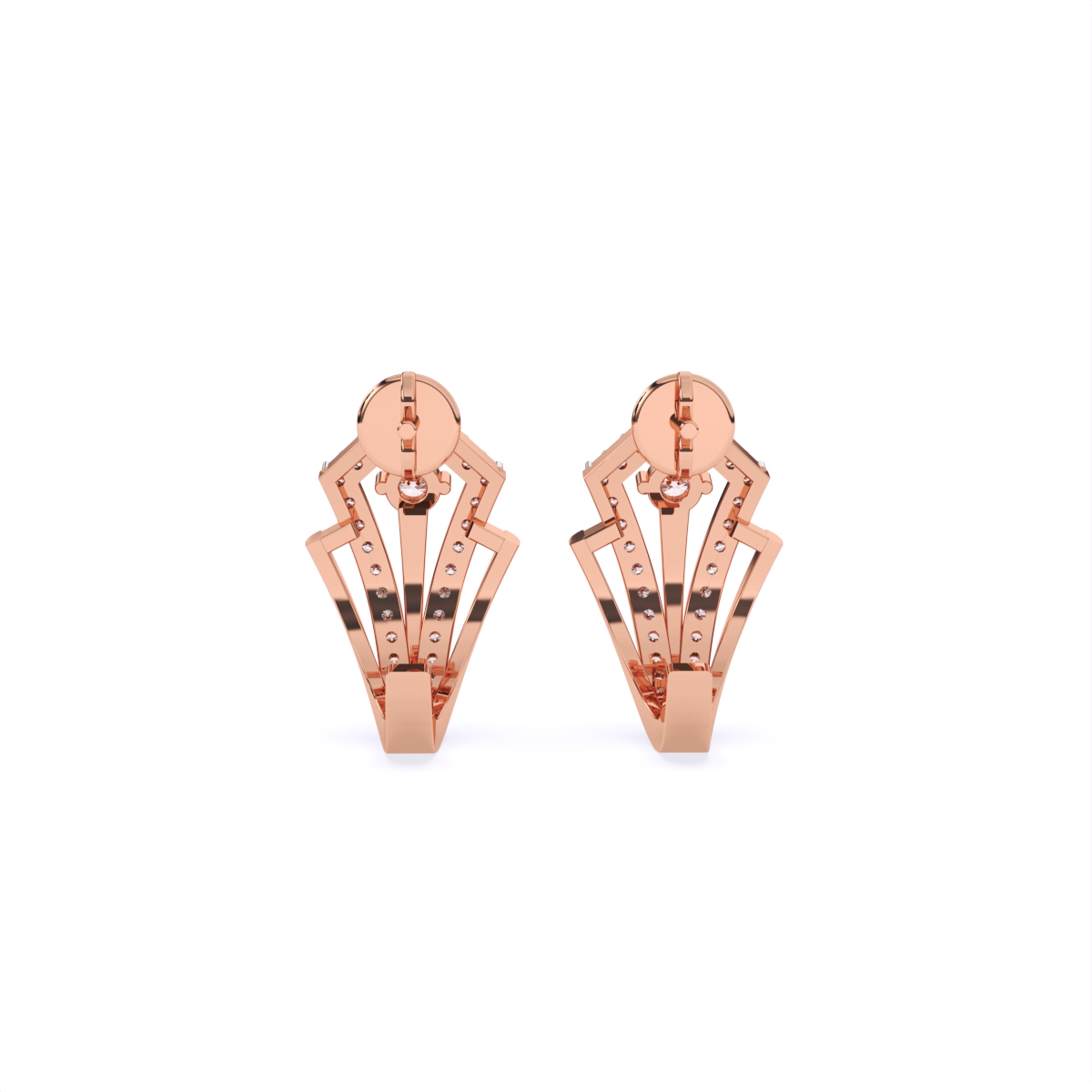 Classy Trio Crossover Diamond Stud Earrings