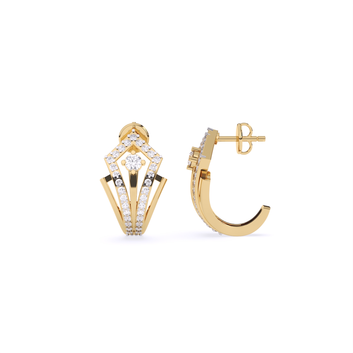 Classy Trio Crossover Diamond Stud Earrings