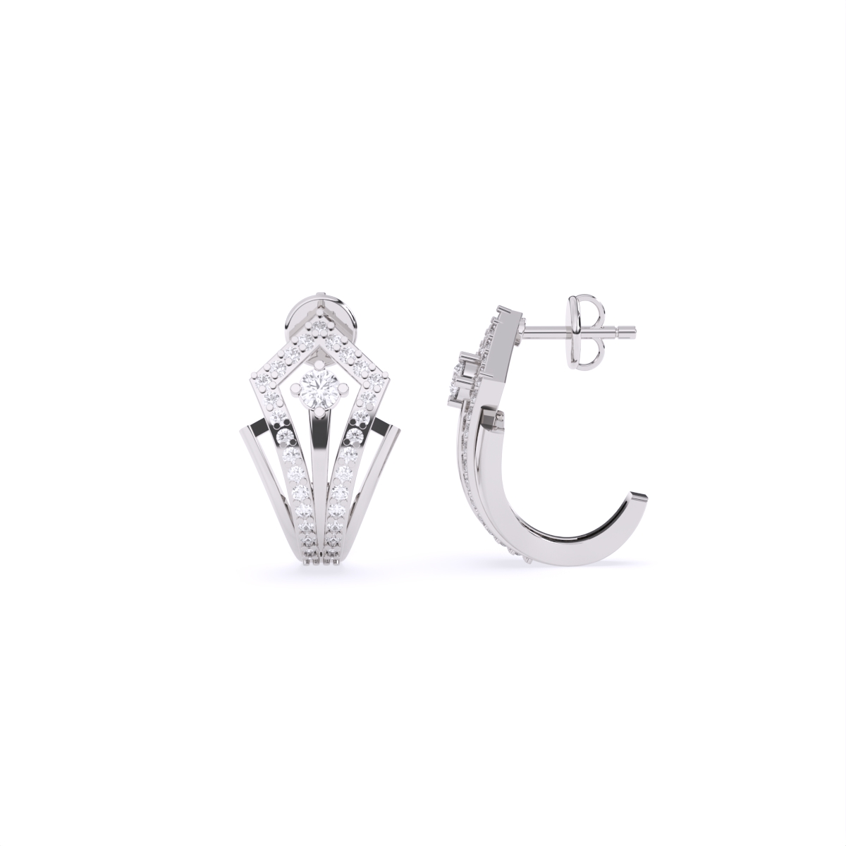 Classy Trio Crossover Diamond Stud Earrings