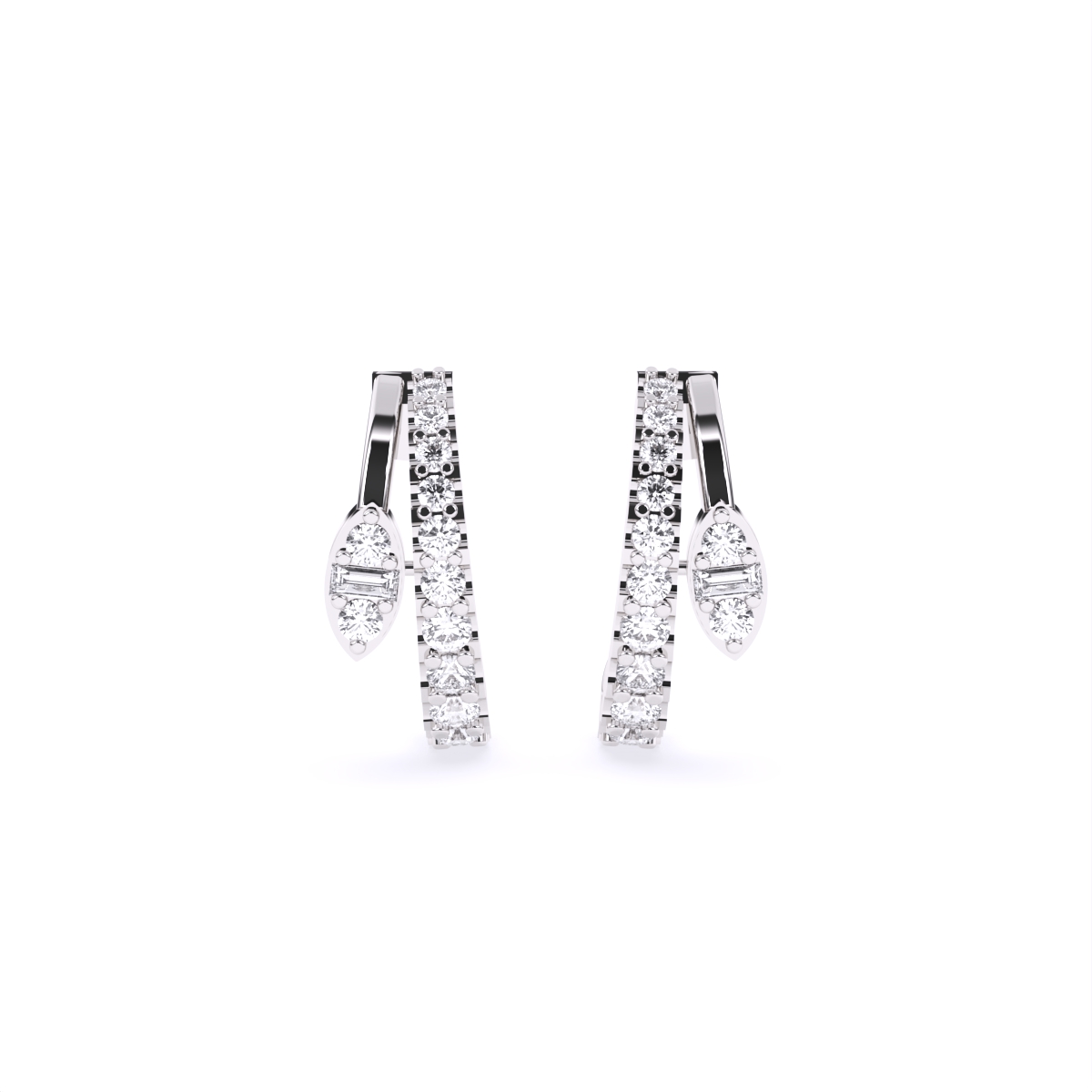 Graceful Leaf Split Diamond Earrings