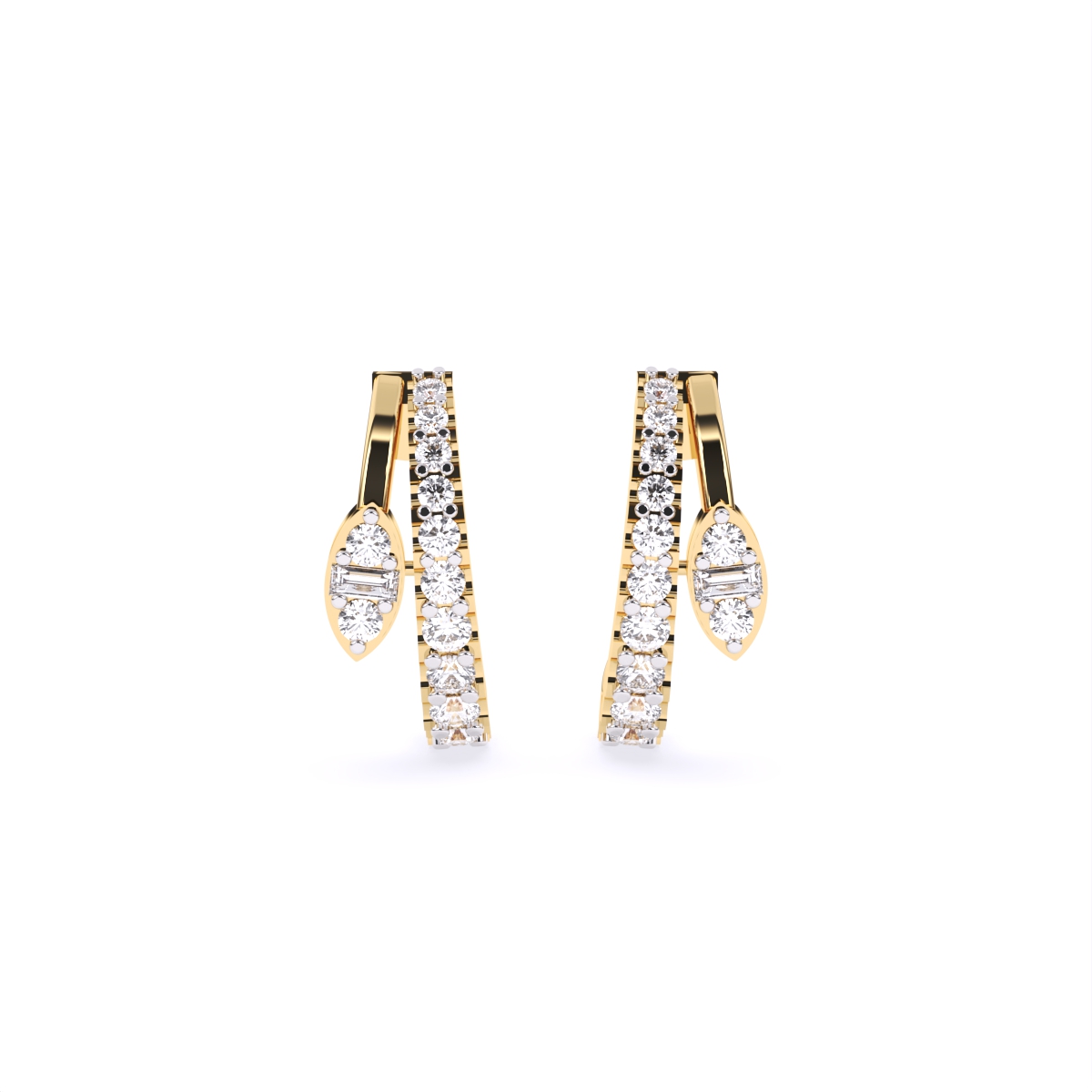 Graceful Leaf Split Diamond Earrings
