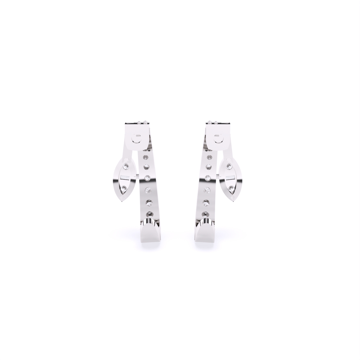 Graceful Leaf Split Diamond Earrings