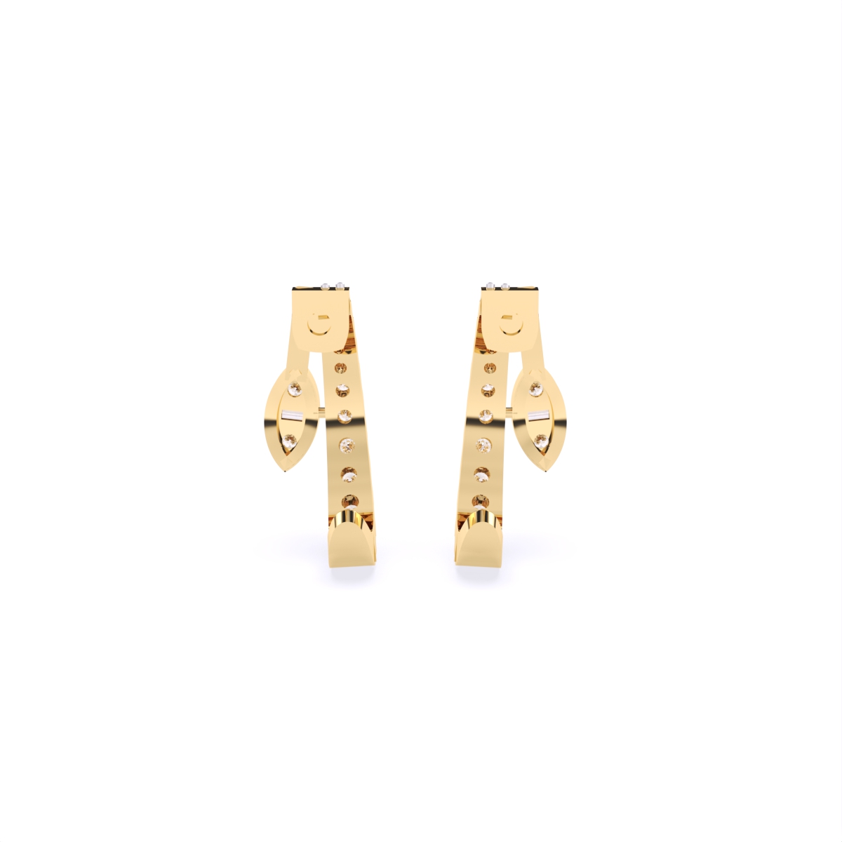 Graceful Leaf Split Diamond Earrings