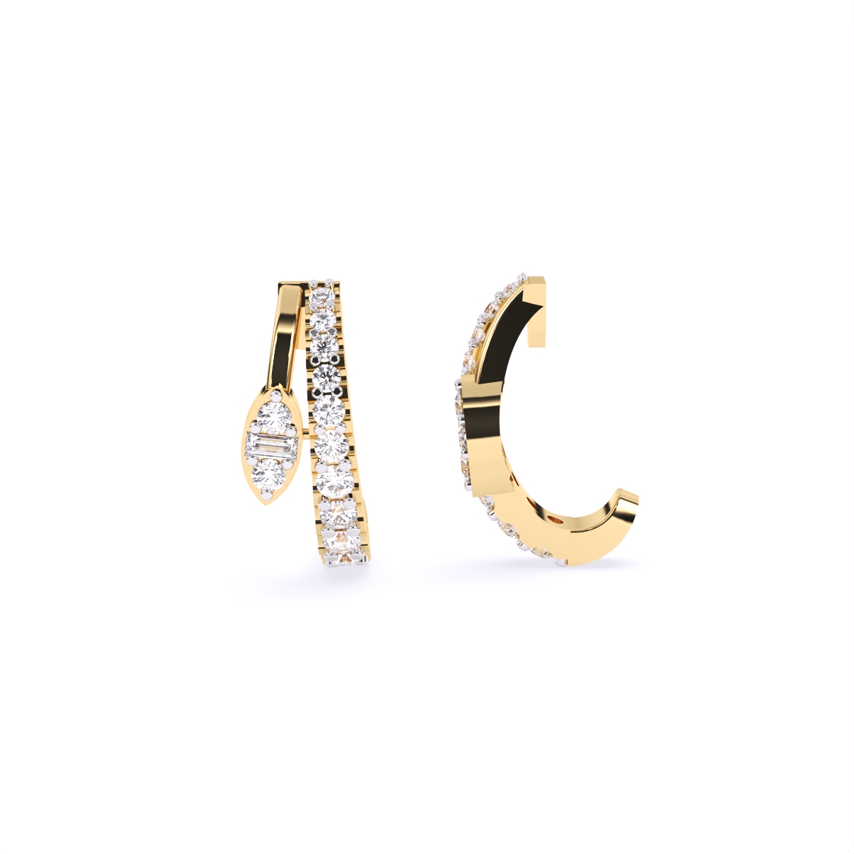Graceful Leaf Split Diamond Earrings