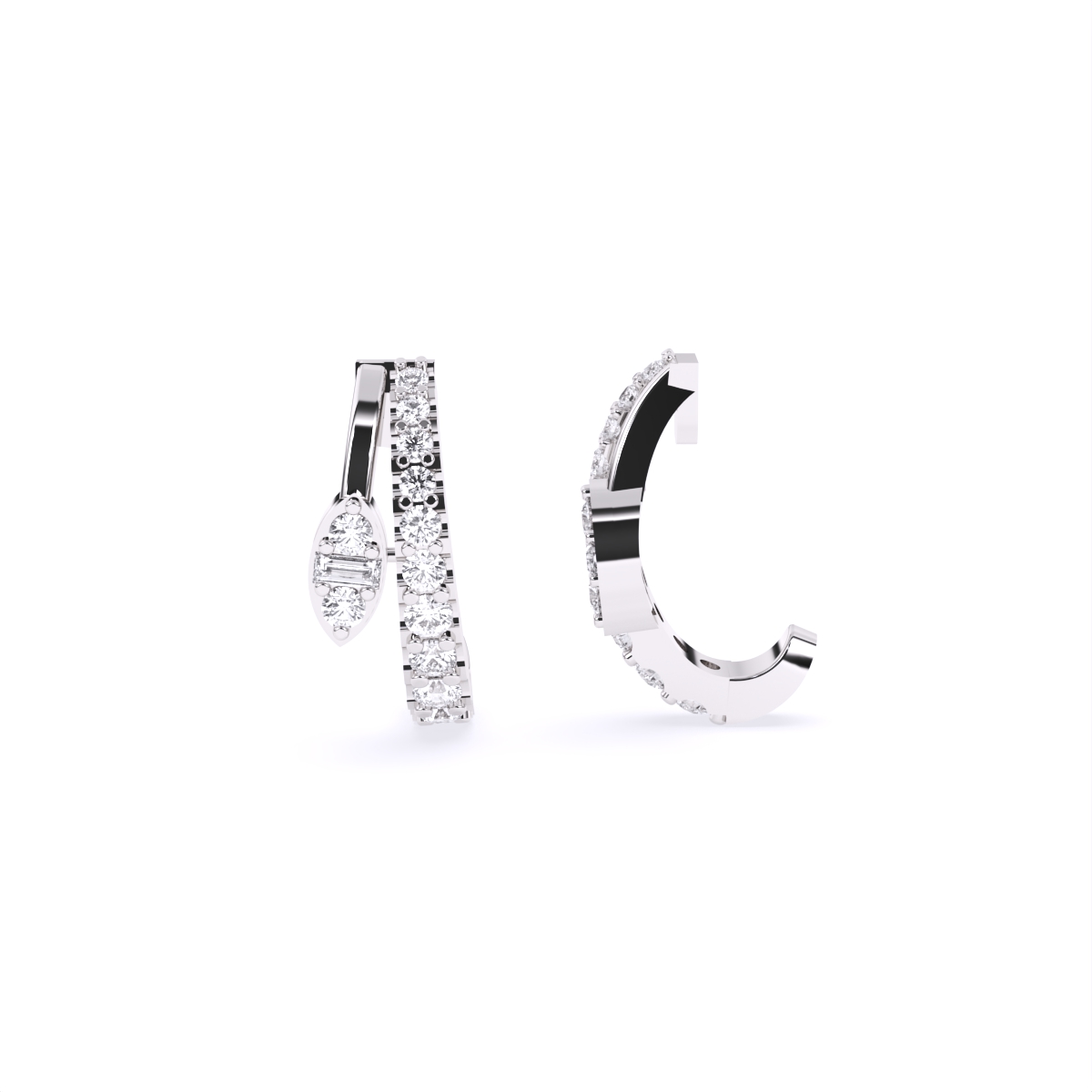 Graceful Leaf Split Diamond Earrings