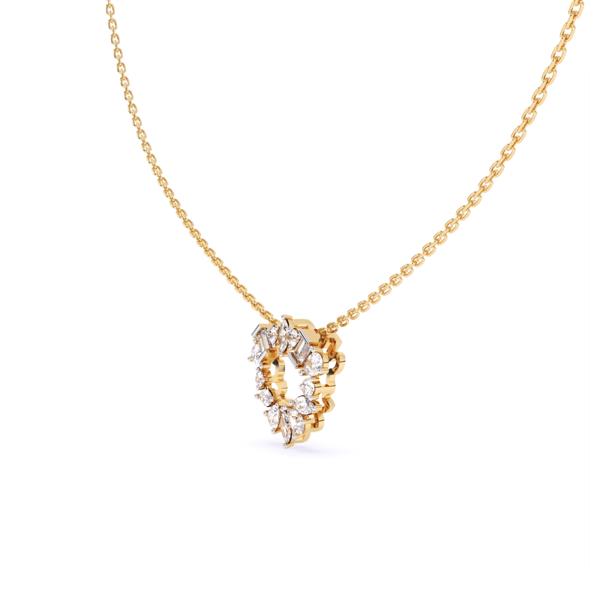 Geometric fusion Round Diamond Necklace