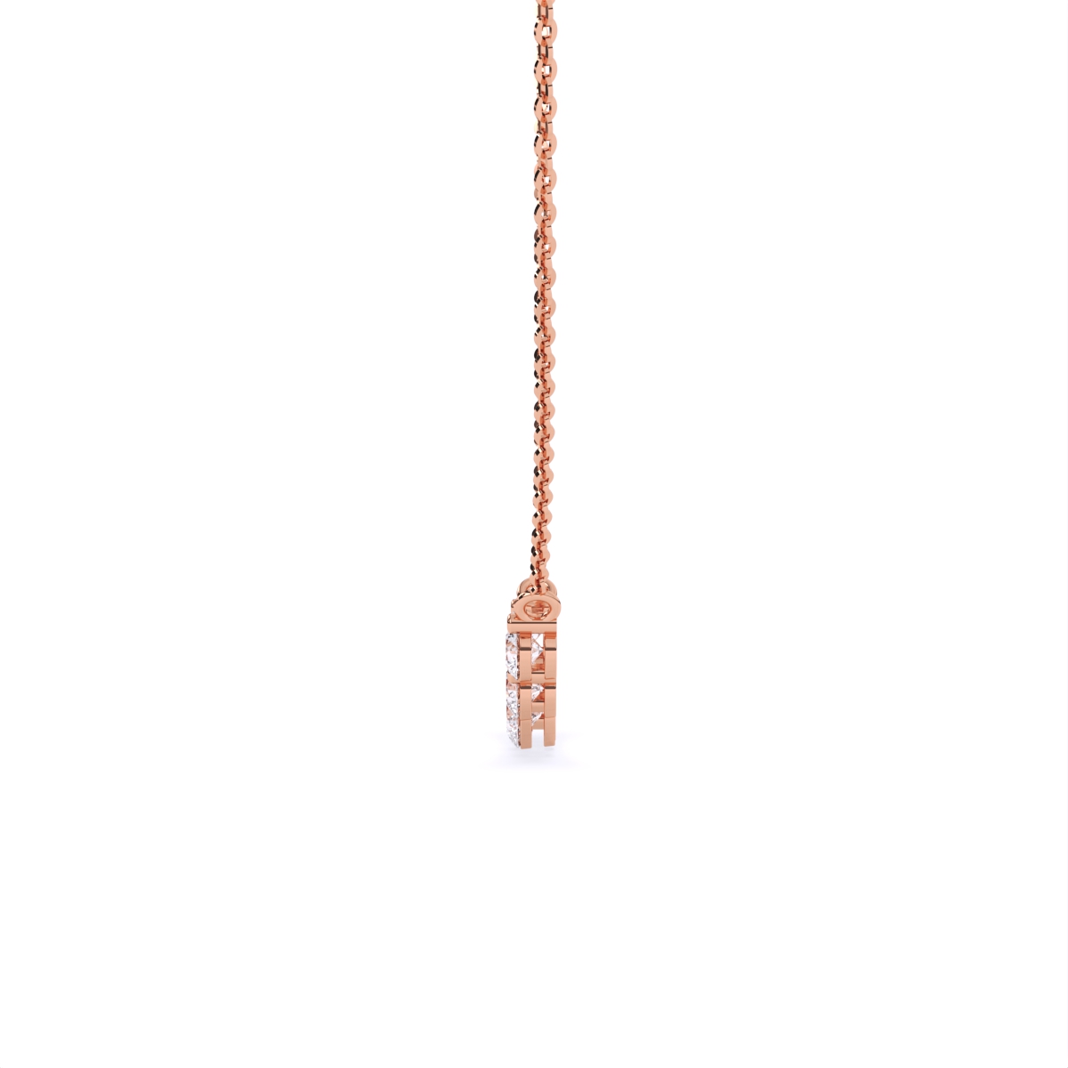 Rosette Princess Cut Diamond Pendant Necklace