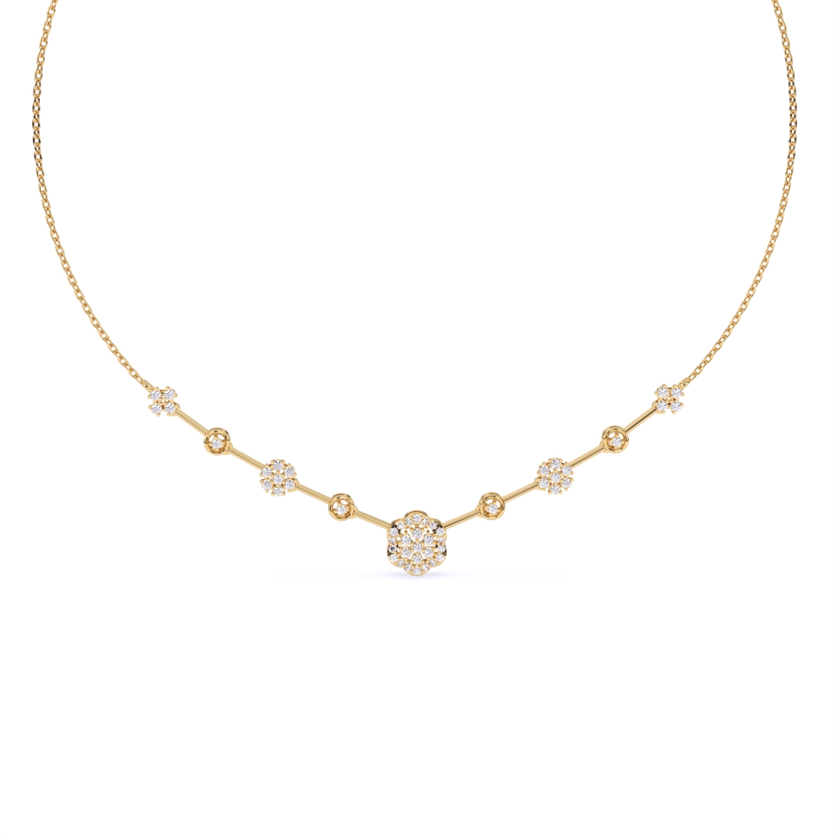 Elongated Round Glow Diamond Necklace