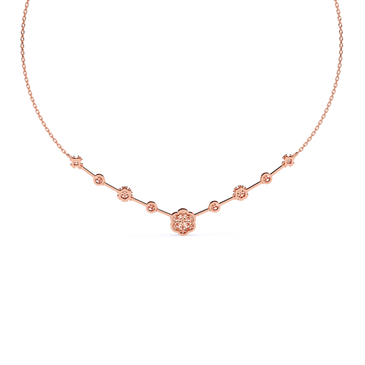 Elongated Round Glow Diamond Necklace