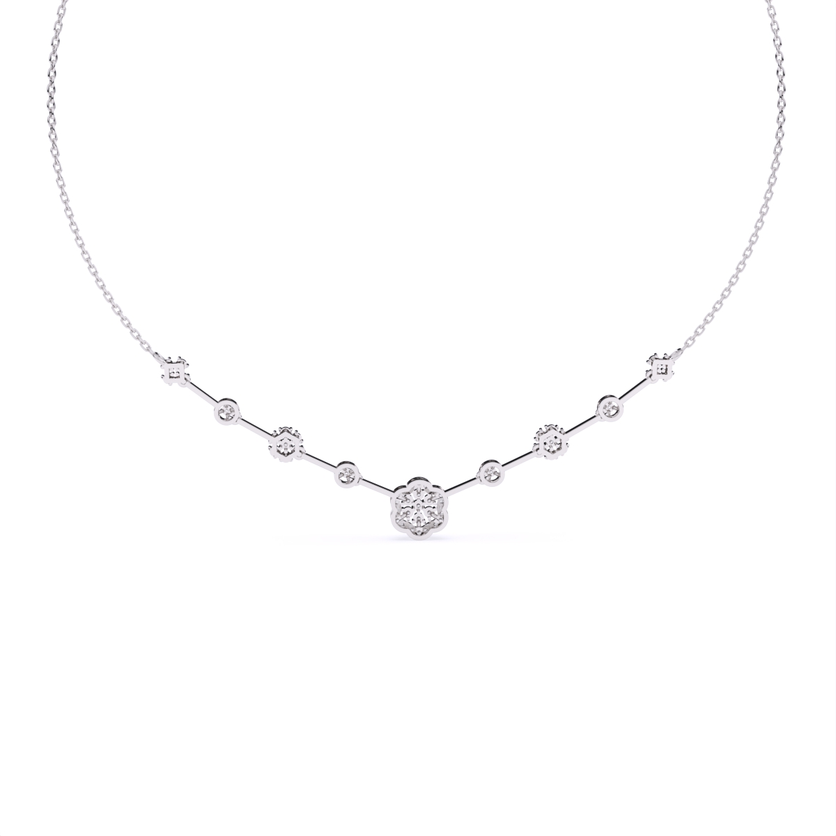 Elongated Round Glow Diamond Necklace