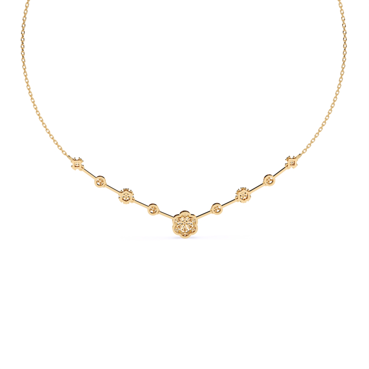 Elongated Round Glow Diamond Necklace