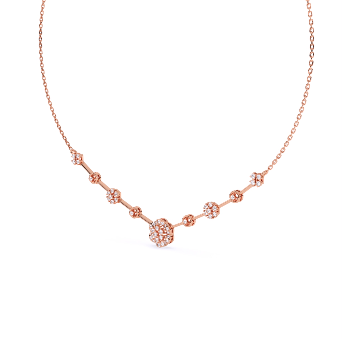 Elongated Round Glow Diamond Necklace