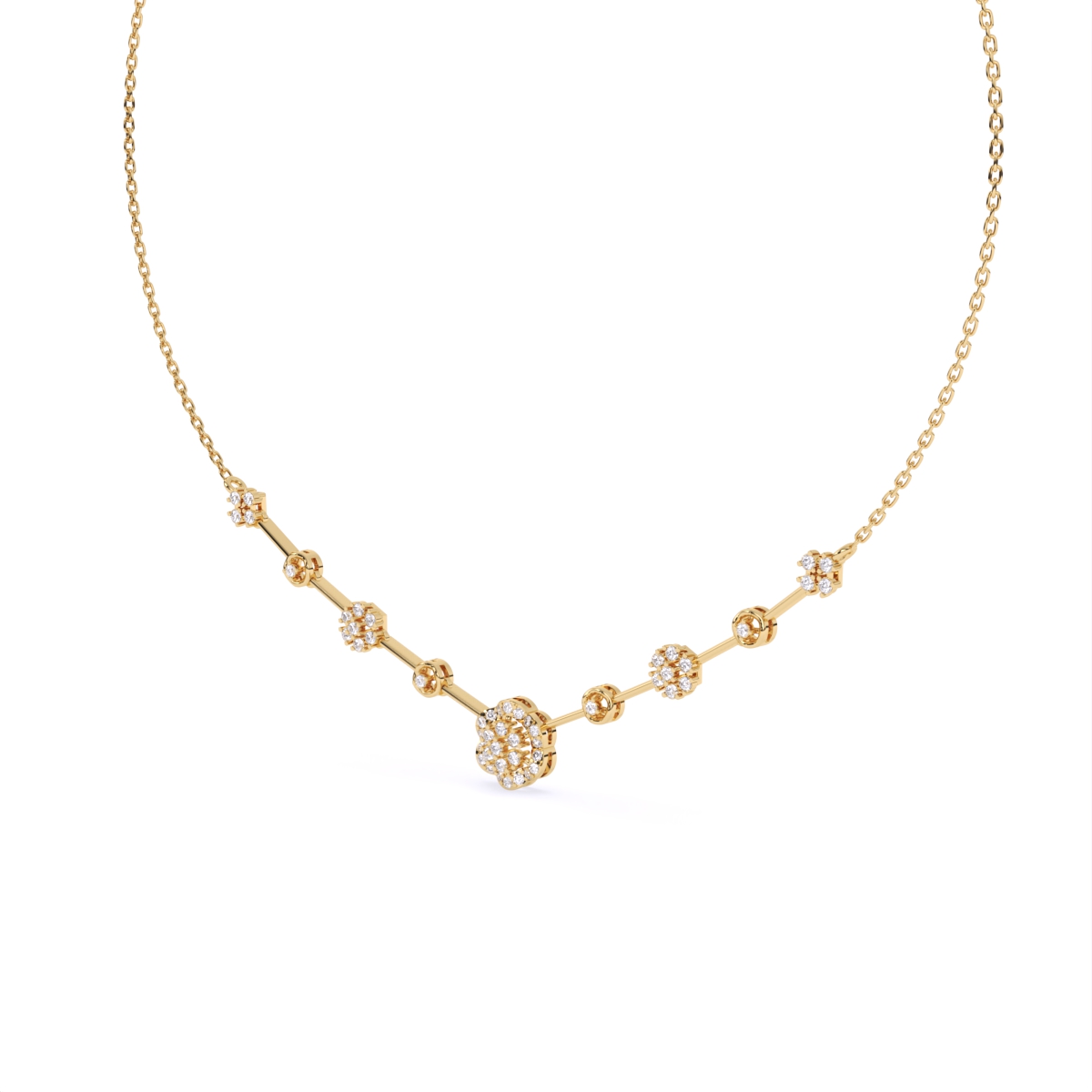 Elongated Round Glow Diamond Necklace