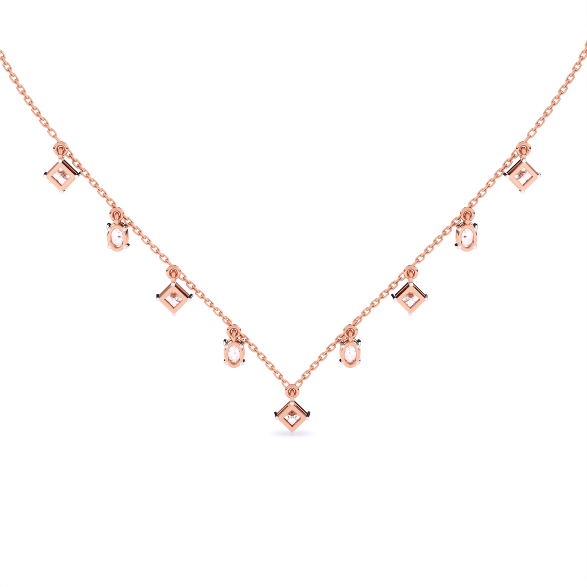 Geometric Radiance Charm Diamond Necklace