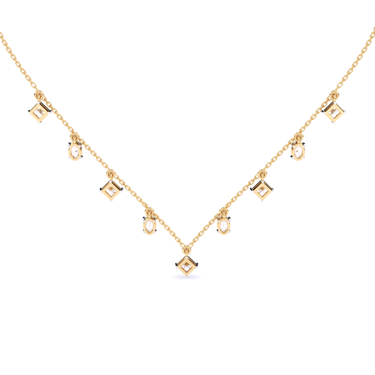 Geometric Radiance Charm Diamond Necklace