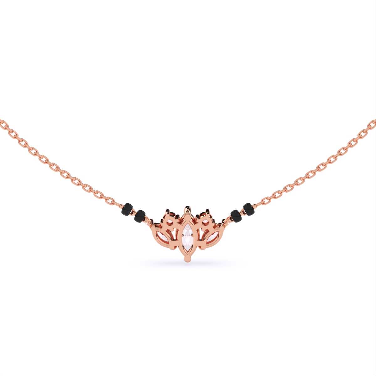 Delicate Leaf Shape Diamond Pendant Mangalsutra