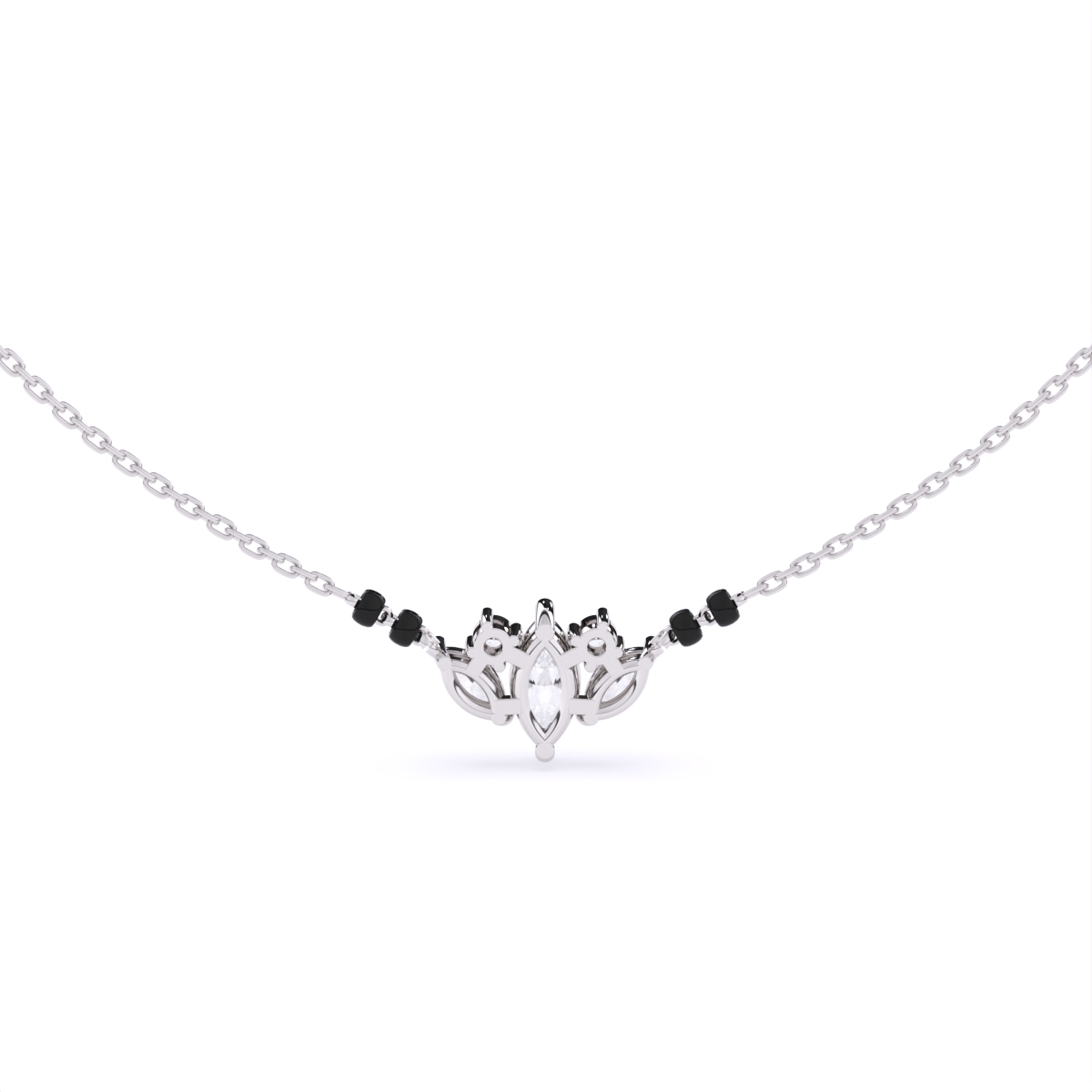 Delicate Leaf Shape Diamond Pendant Mangalsutra