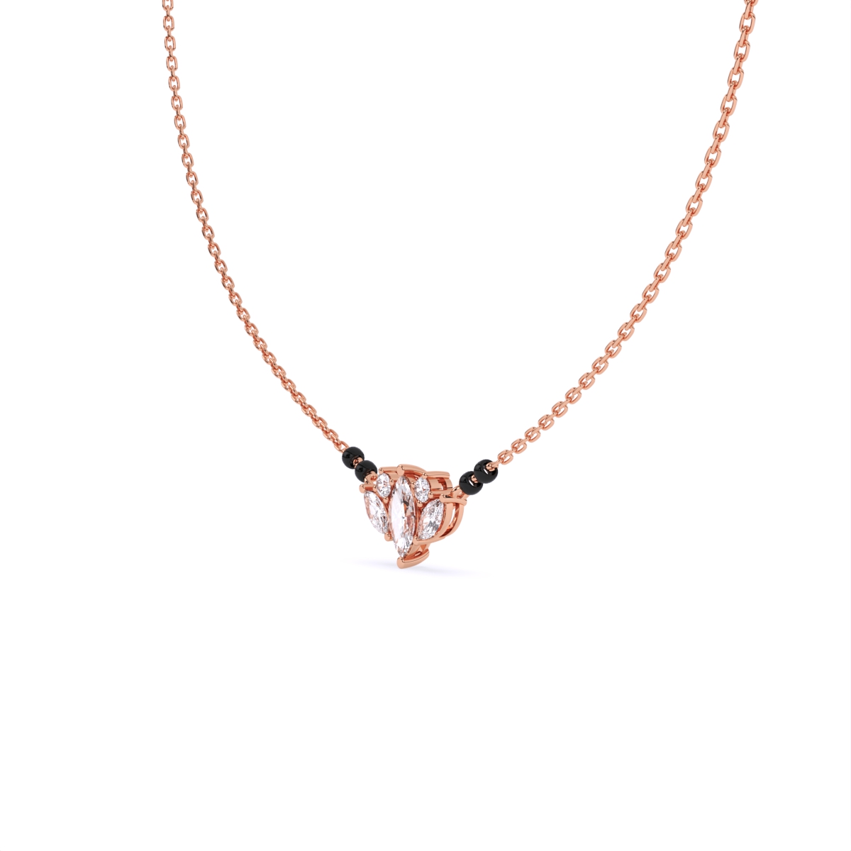 Delicate Leaf Shape Diamond Pendant Mangalsutra