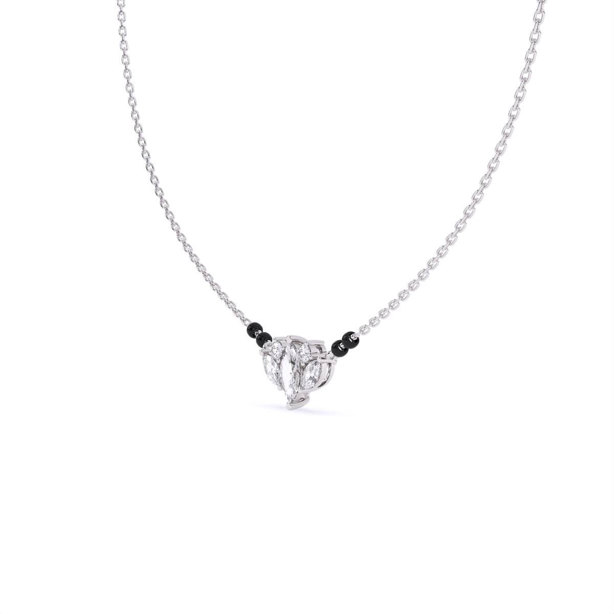 Delicate Leaf Shape Diamond Pendant Mangalsutra
