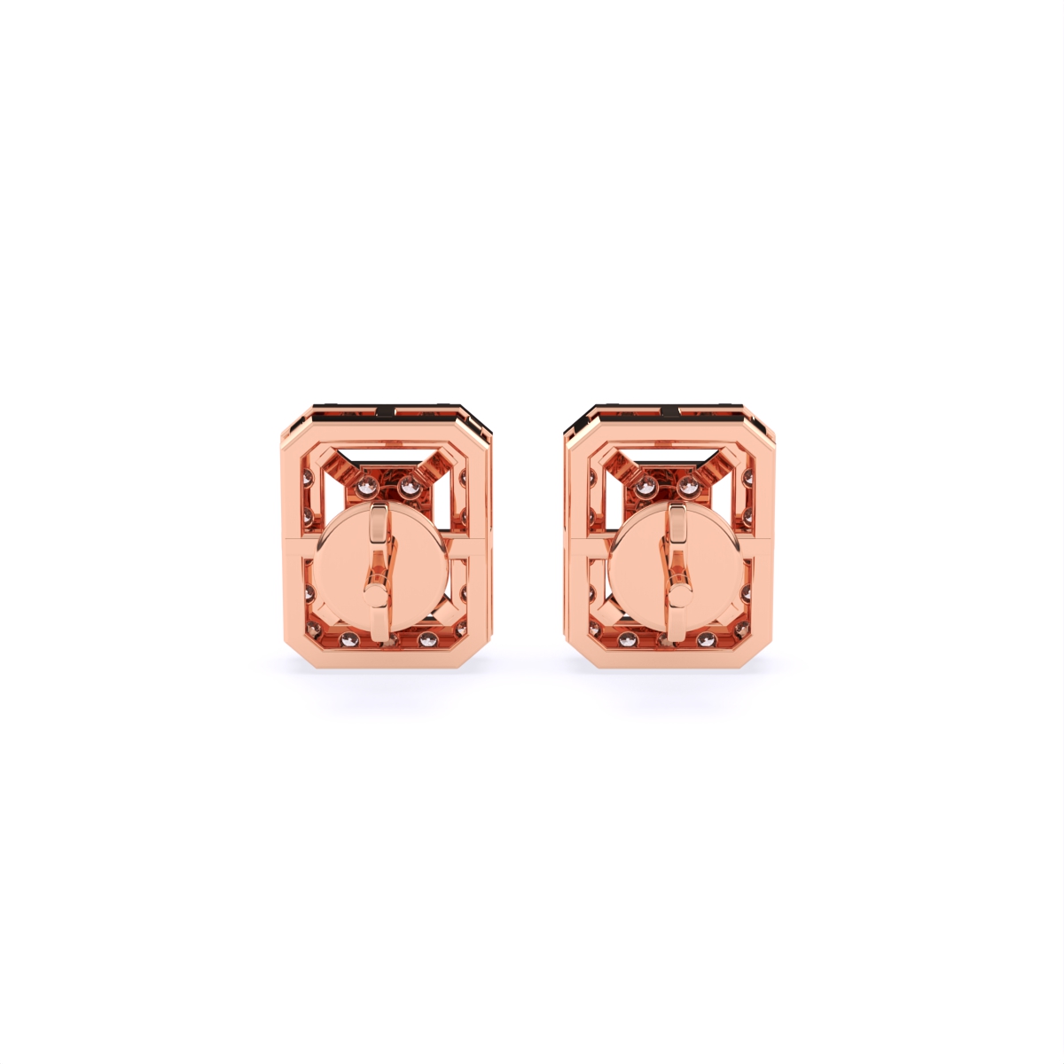 Frame Shape chunk Diamond Stud Earrings