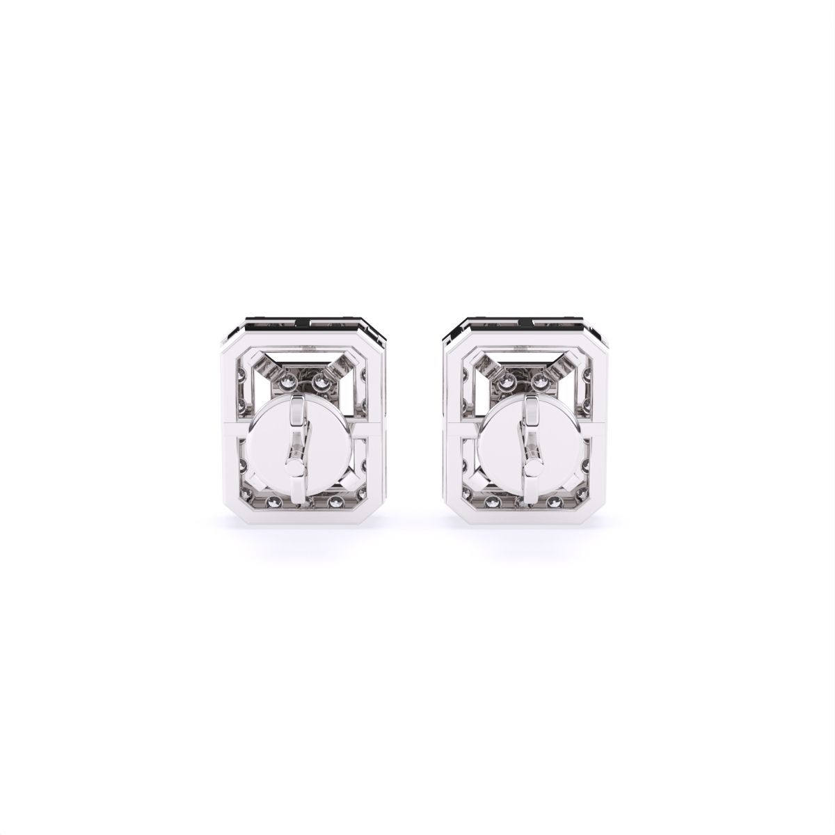 Frame Shape chunk Diamond Stud Earrings