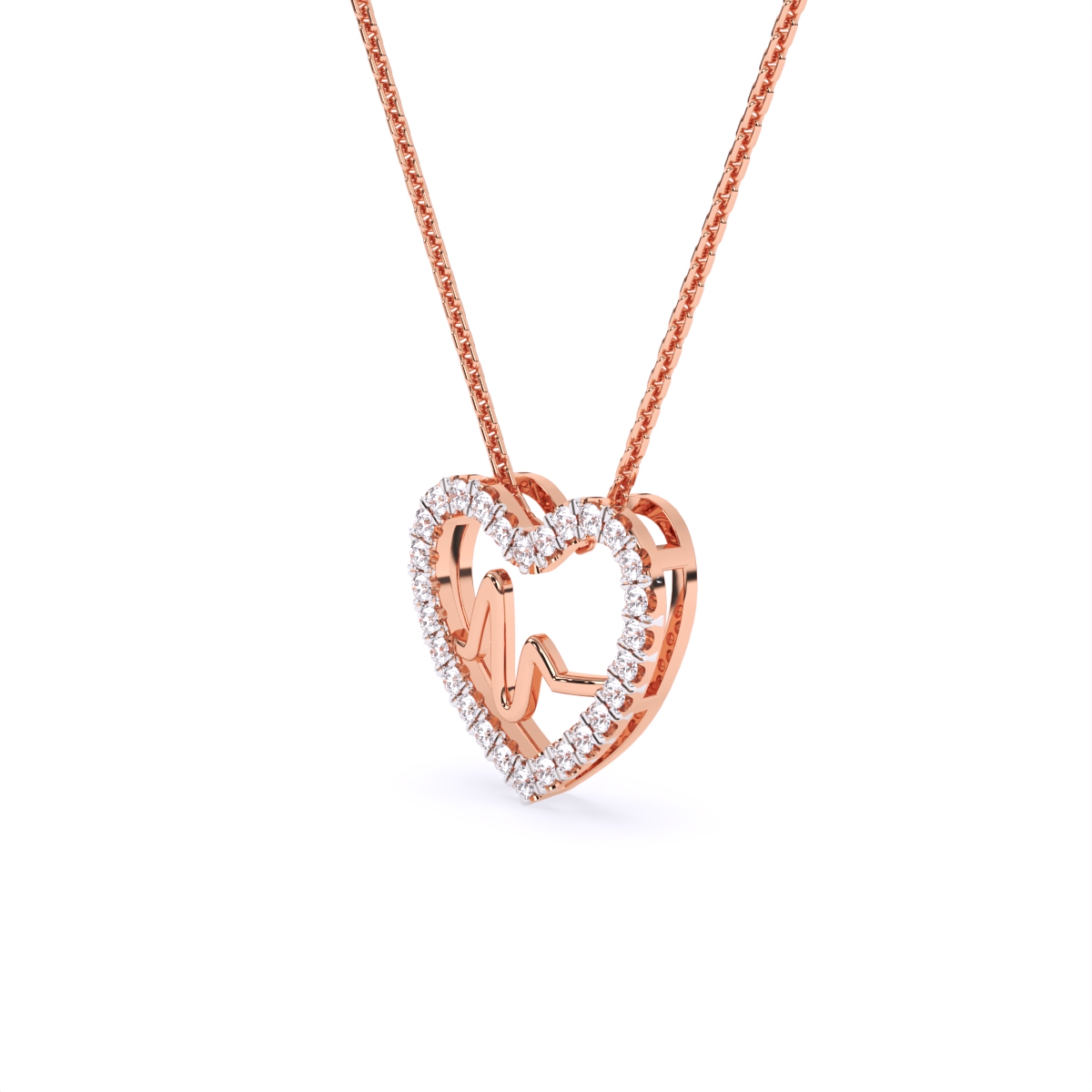 Heartbeat Diamond Pendant With Chain