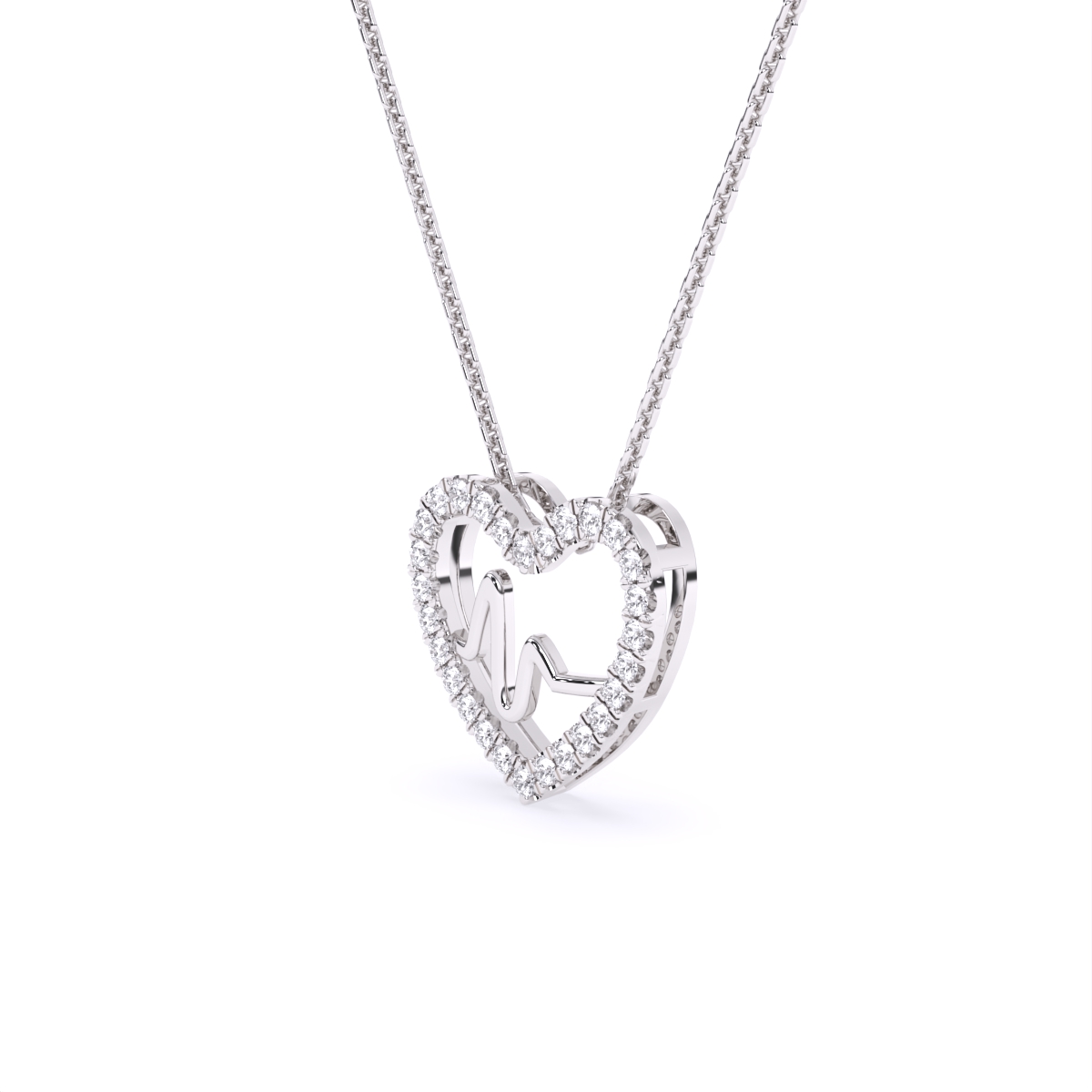 Heartbeat Diamond Pendant With Chain