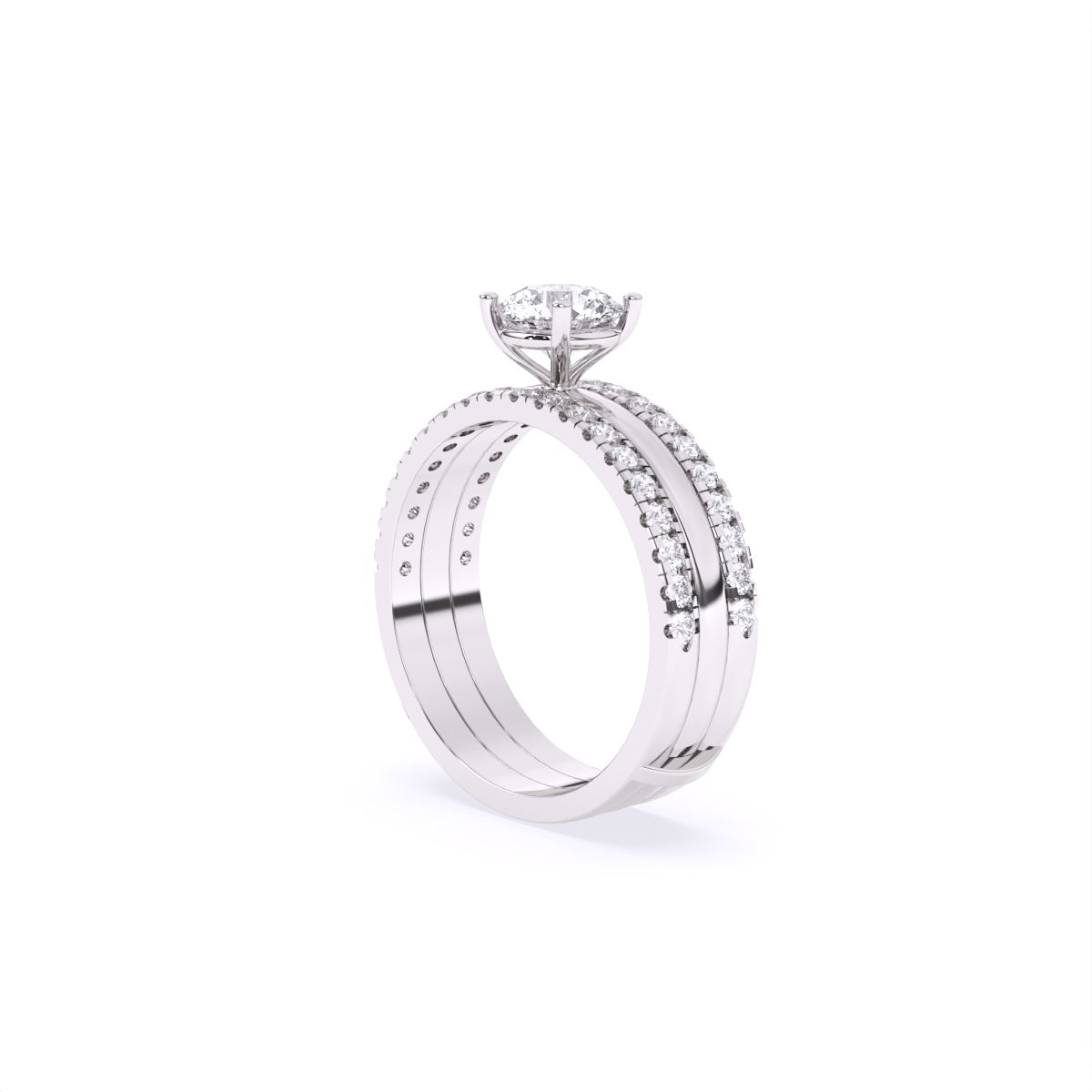 Glamor Double Line Solitare Diamond Engagement Ring