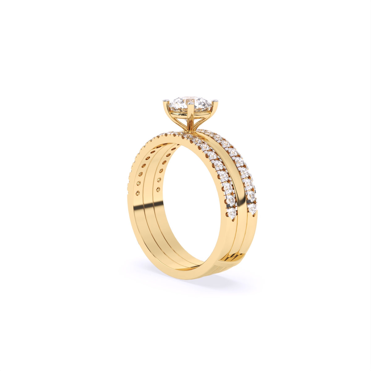 Glamor Double Line Solitare Diamond Engagement Ring