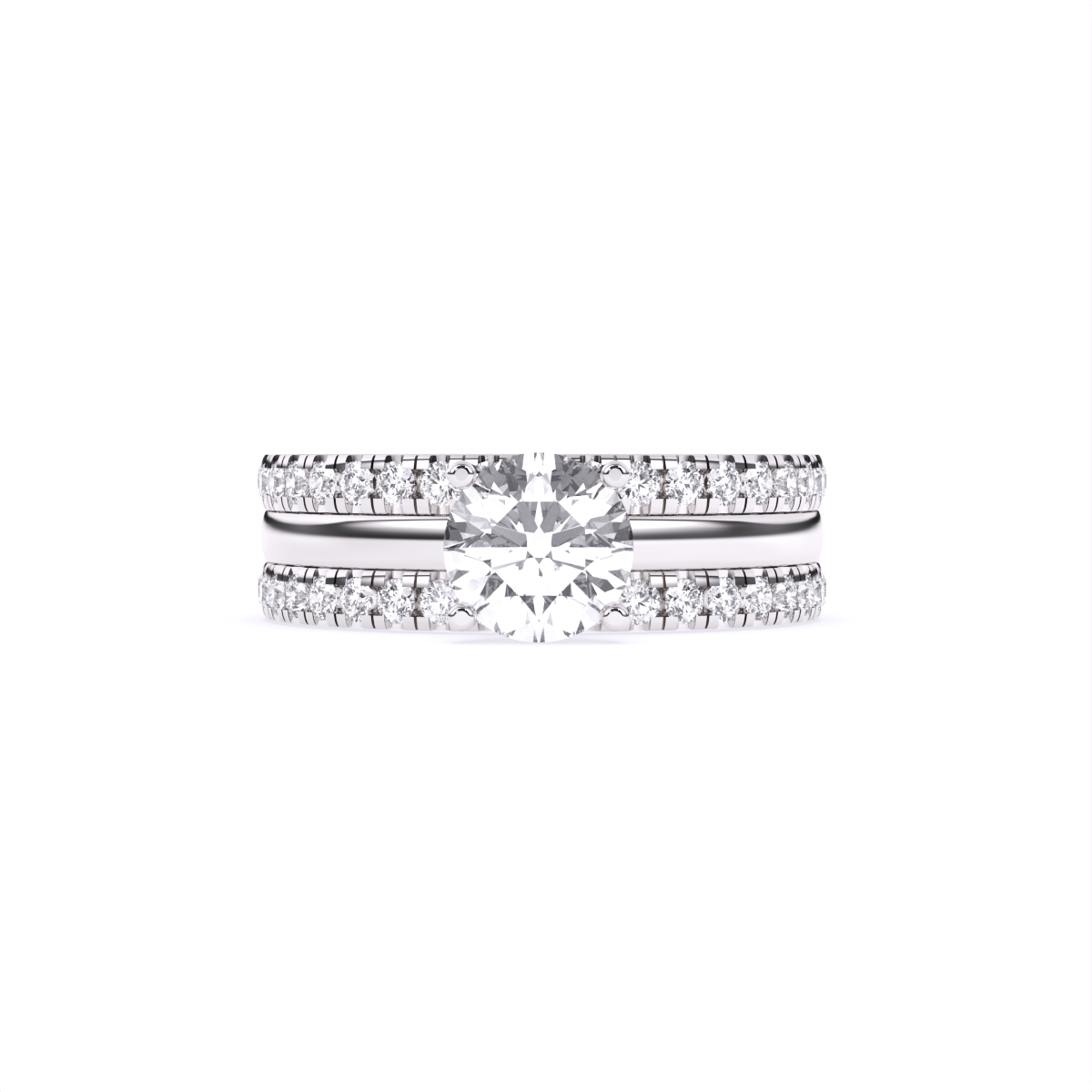 Glamor Double Line Solitare Diamond Engagement Ring