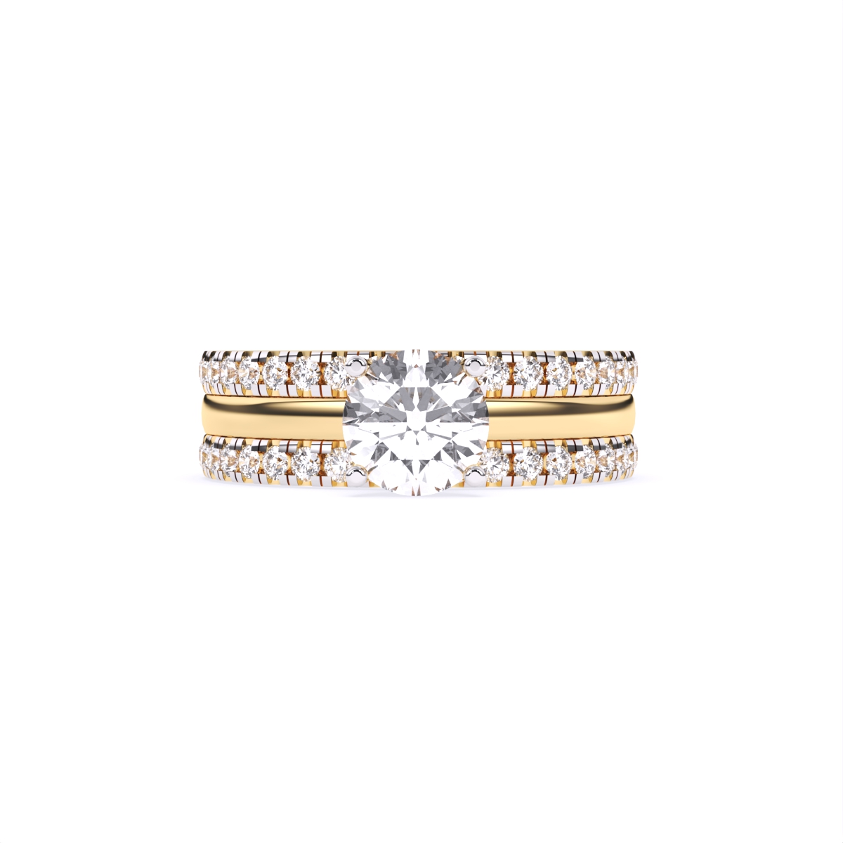 Glamor Double Line Solitare Diamond Engagement Ring