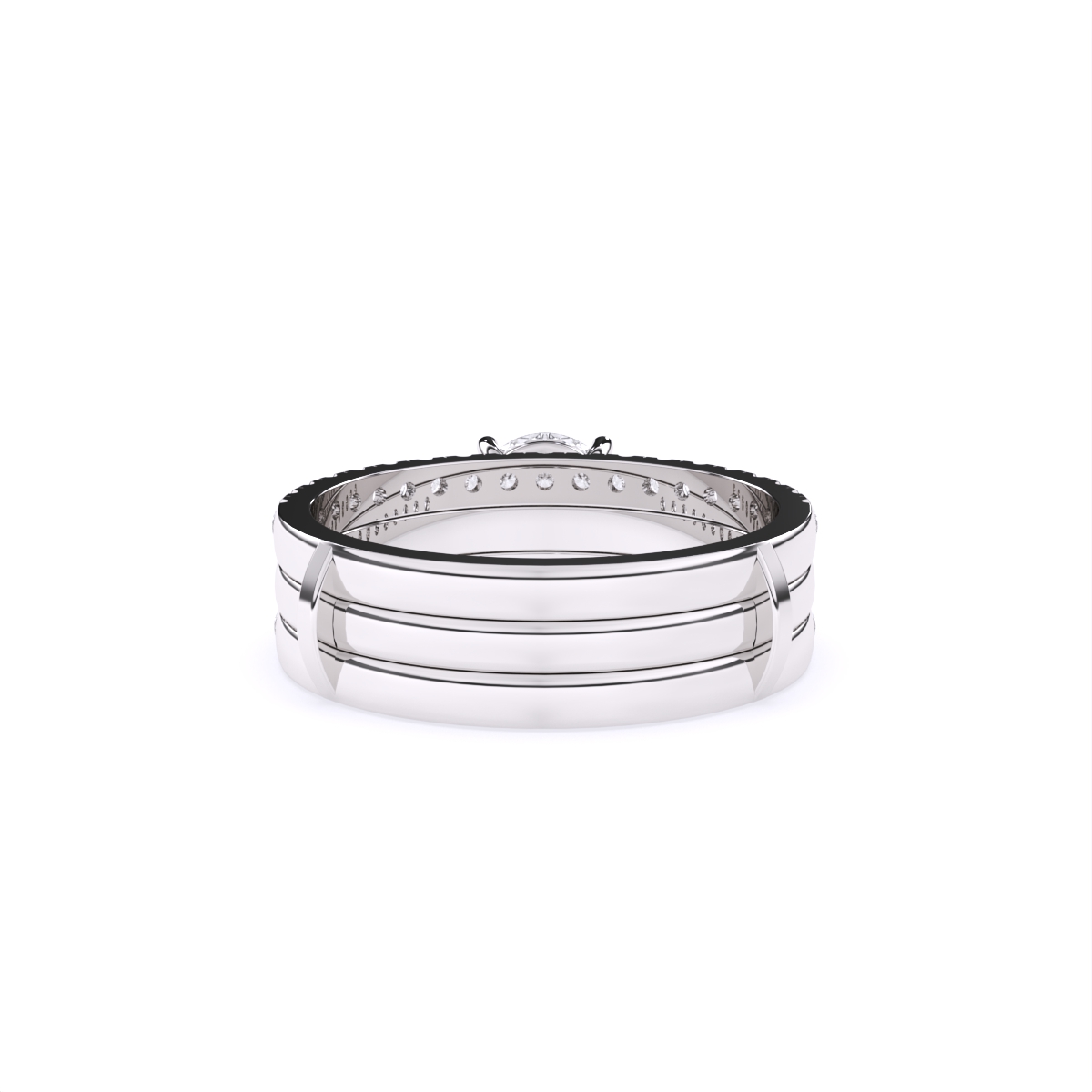 Glamor Double Line Solitare Diamond Engagement Ring