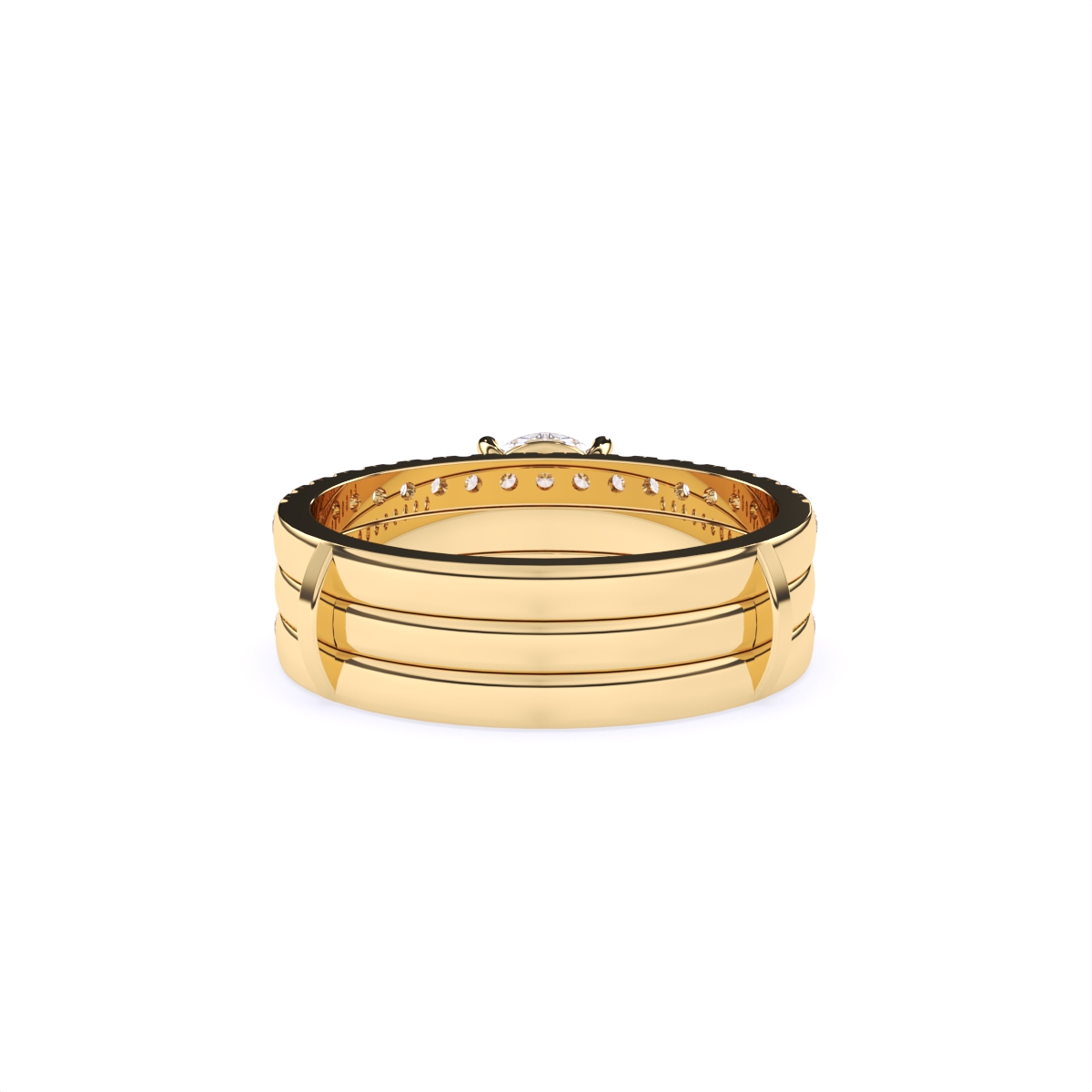 Glamor Double Line Solitare Diamond Engagement Ring