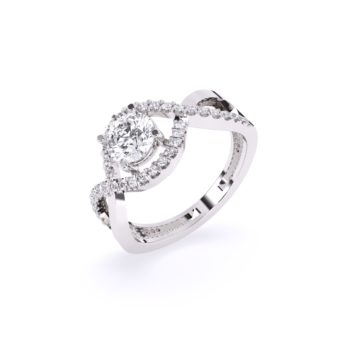 Spiral Cross Solitare Diamond Ring