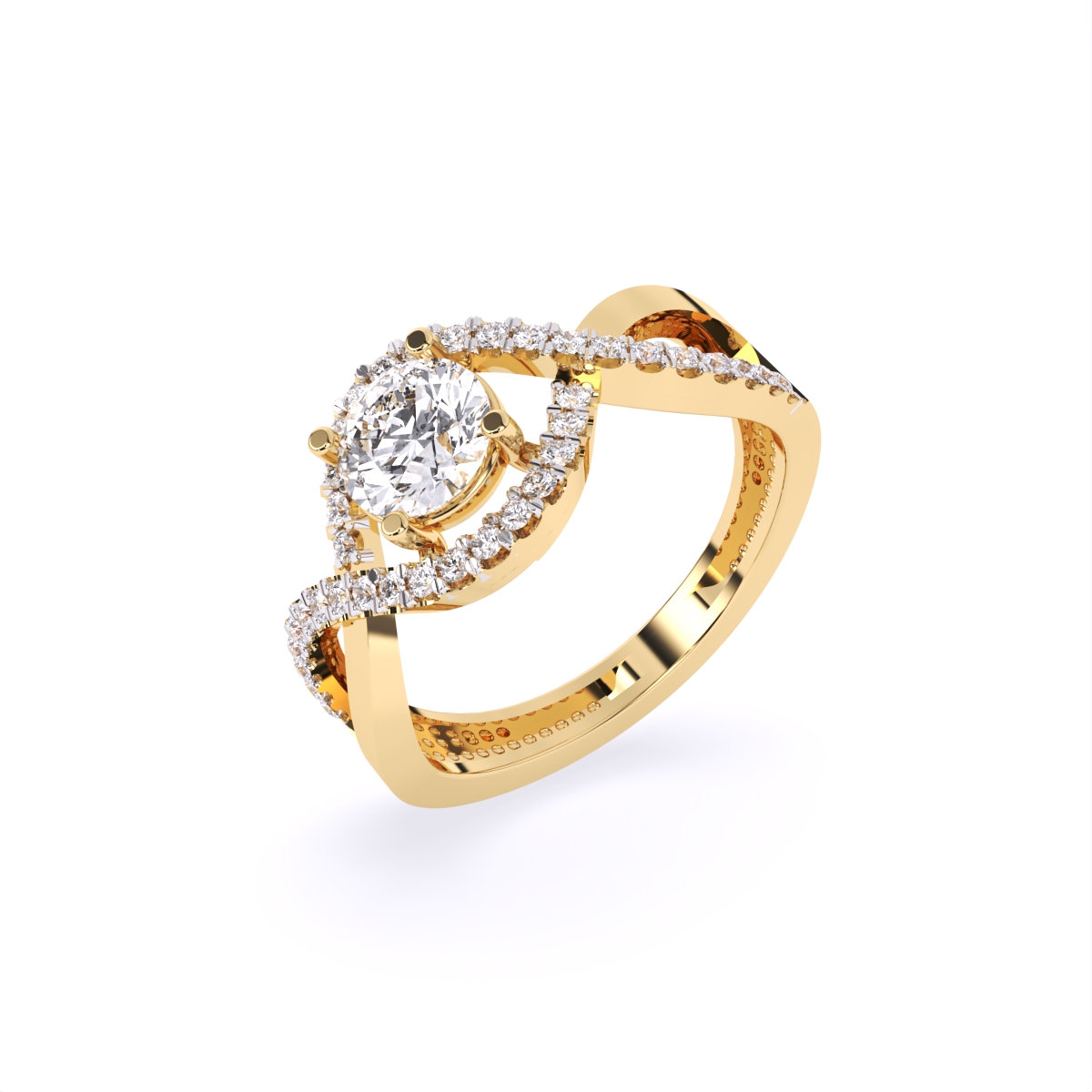 Spiral Cross Solitare Diamond Ring