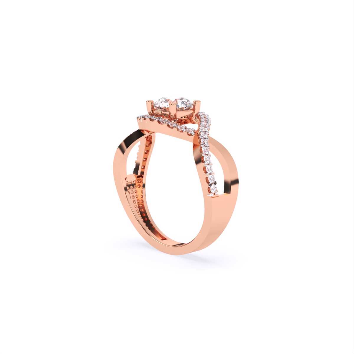 Spiral Cross Solitare Diamond Ring