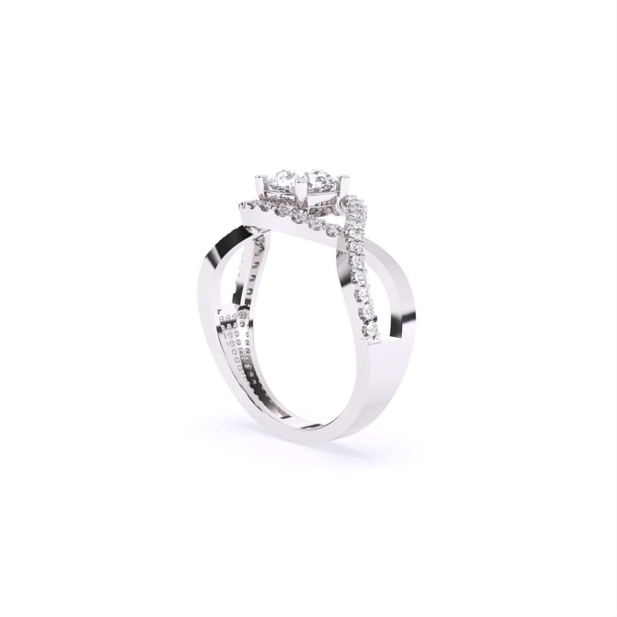Spiral Cross Solitare Diamond Ring