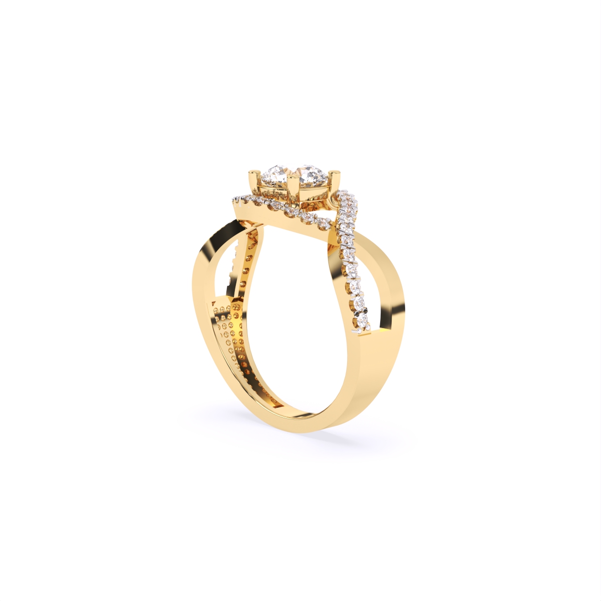 Spiral Cross Solitare Diamond Ring