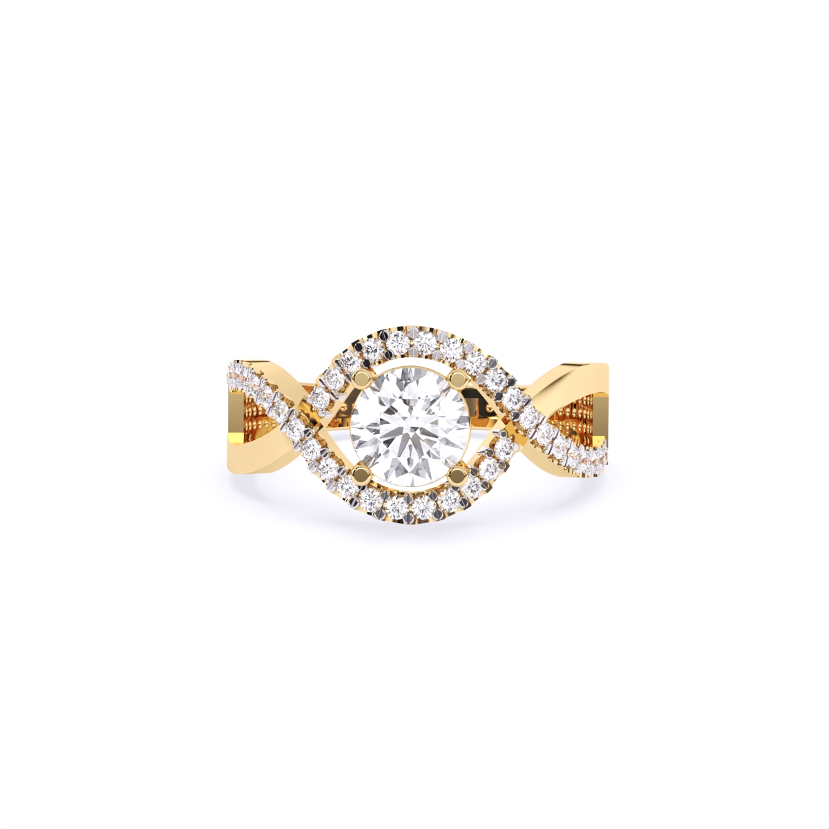 Spiral Cross Solitare Diamond Ring
