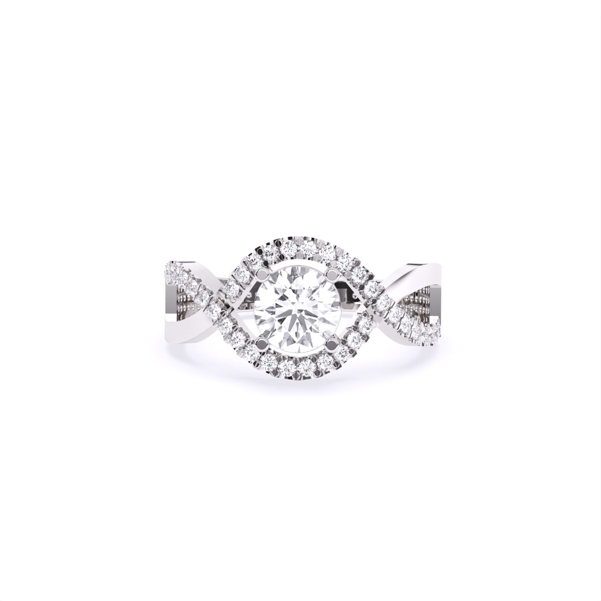 Spiral Cross Solitare Diamond Ring