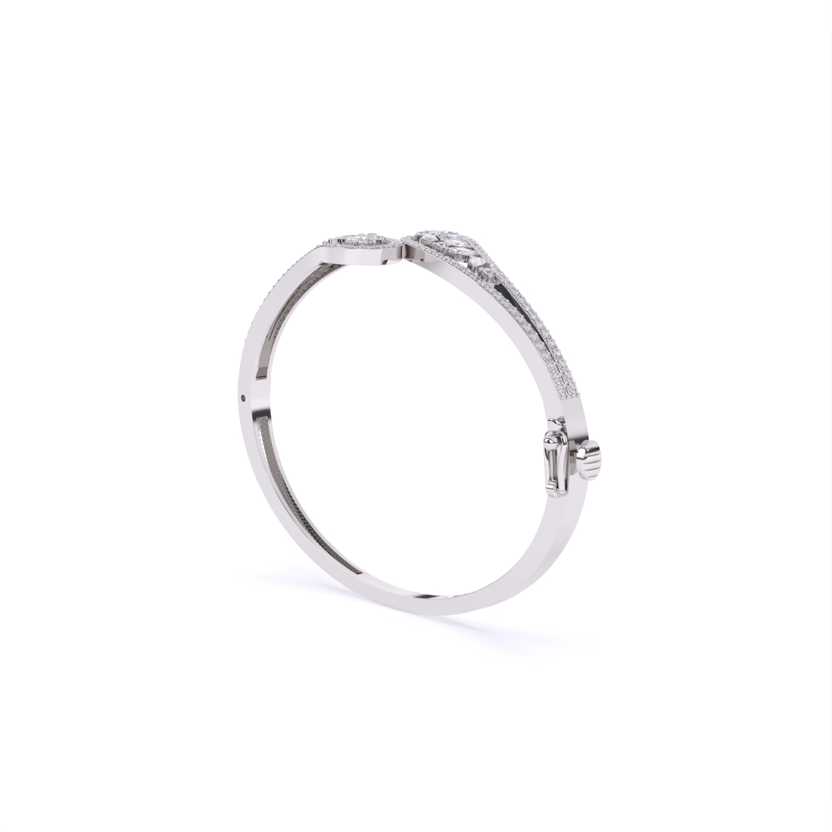 Stylish Leaf Shape Lab Diamond Bracelet